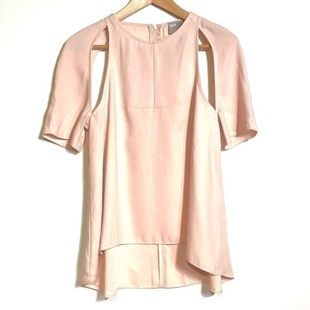 ASOS Paris Sz 6 Cold Shoulder Top with Floaty Sleeves ASOS Pink Blush Blouse US